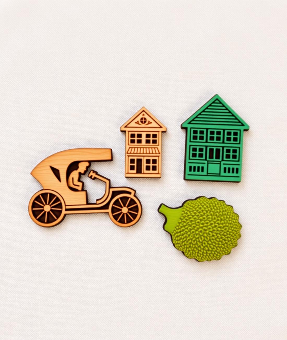 Wooden Penang Magnets