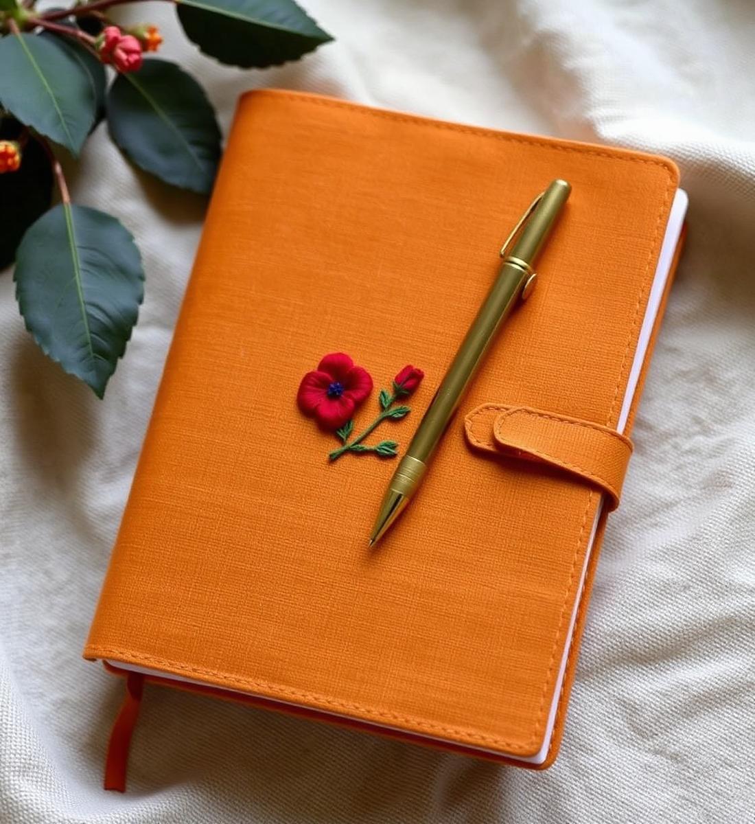 Hibiscus Linen Notebook